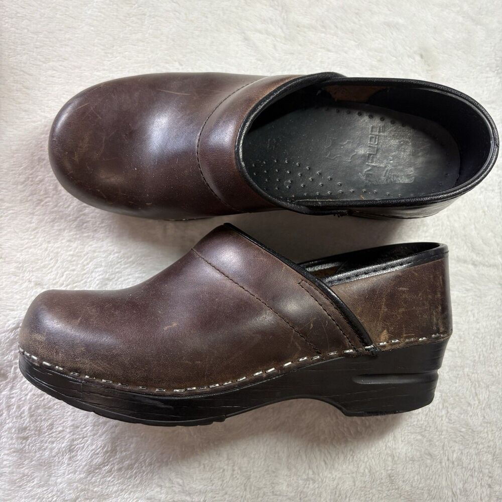 Dansko Professional Clogs Women Brown Leather Comfort Nursing Work Shoes EU 35